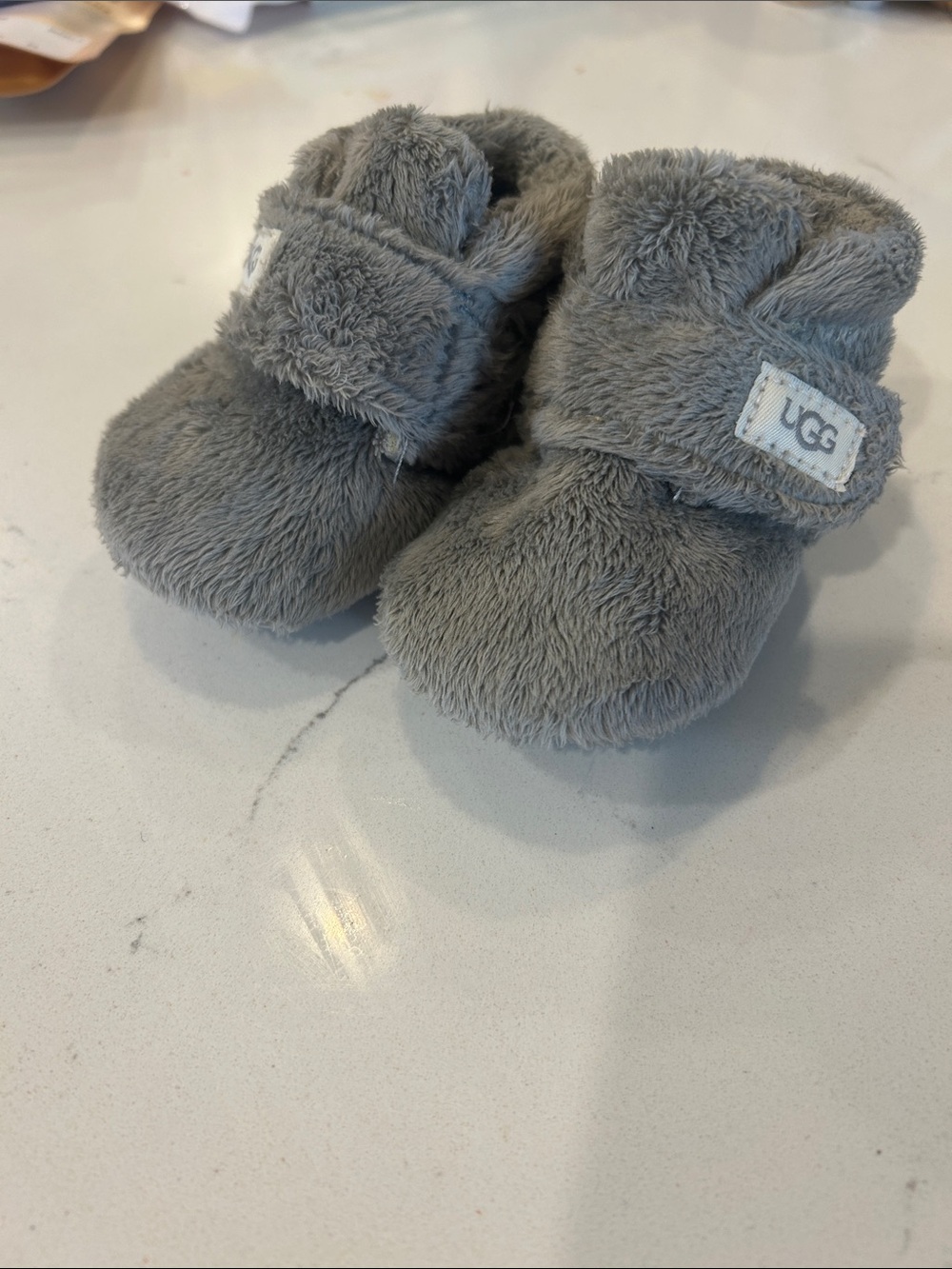 UGG Plush Baby Booties in Light Gray